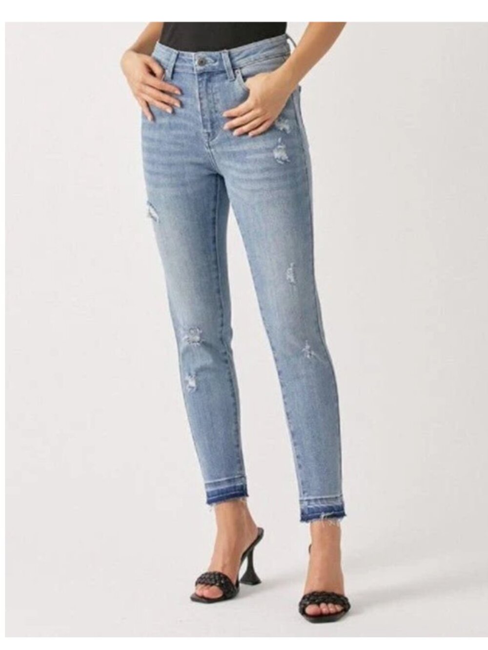 Risen Jeans High Rise Shadow Hem Skinny Jeans Size 28/7 Style #RDP1419
